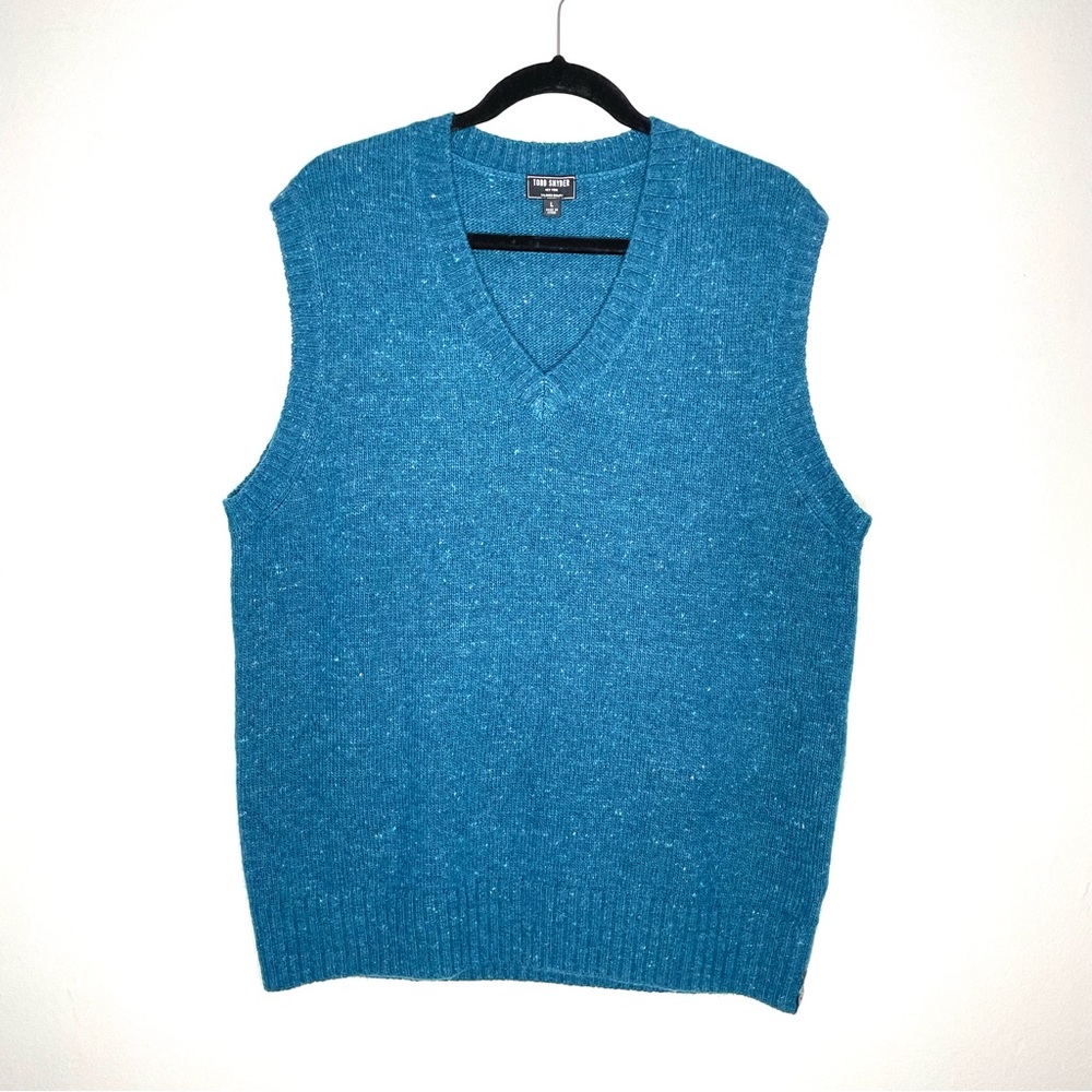 Todd Snyder Mens Cambridge Vest Sleeveless Wool Knit In Cornflower Blue Size L